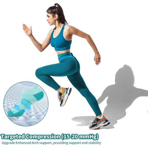 Womens Ankle Compression Socks with Arch Support Athletic Low cut Running Socks - Picture 2 of 14